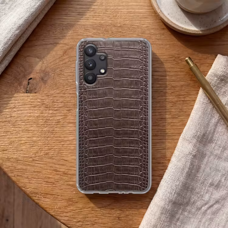 Leer - Krokodil - Mat Telefoonhoesje Samsung Galaxy A32 5G klein -sfeer1