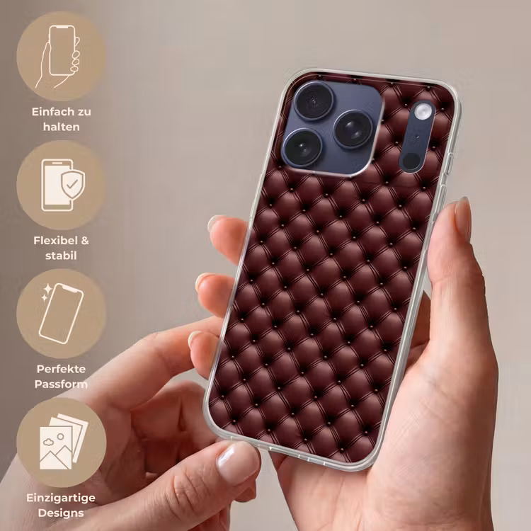Leer - Patroon - Bordeaux Telefoonhoesje iPhone 17 Pro klein 878 -sfeer3_DE