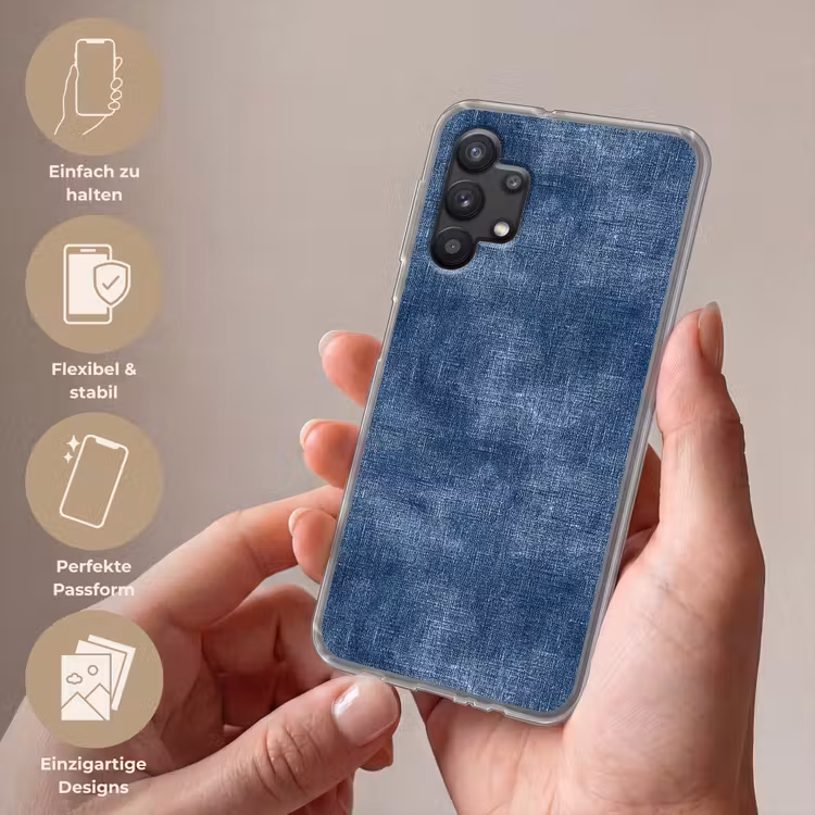 Linnen - Textuur - Patroon - Denim - Rustiek Telefoonhoesje Samsung Galaxy A32 5G klein 346 -sfeer3_DE