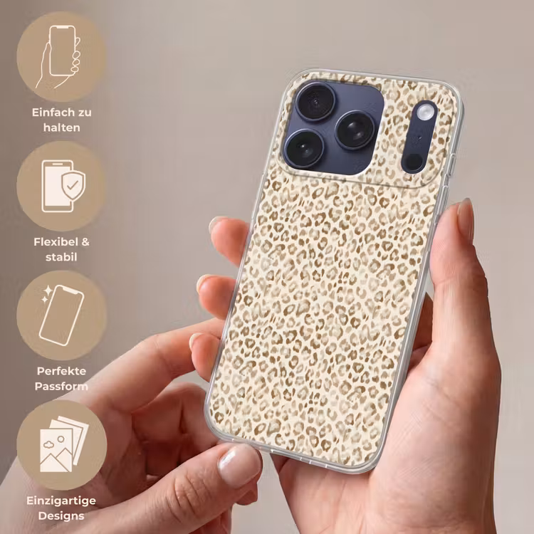 Luipaard - Klassiek - Beige Telefoonhoesje iPhone 17 Pro klein 878 -sfeer3_DE