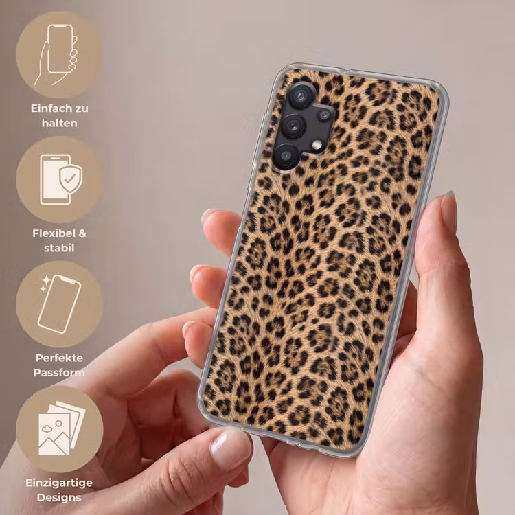 Luipaard - Vacht - Klassiek - Bruin Telefoonhoesje Samsung Galaxy A32 5G klein -sfeer3_DE