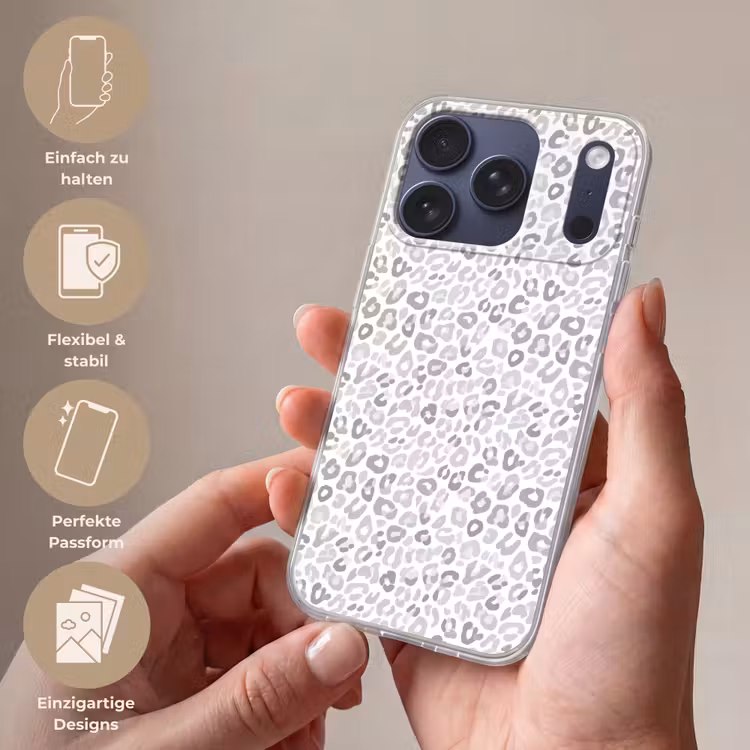 Luipaard - Motief - Grijs Telefoonhoesje iPhone 17 Pro klein 878 -sfeer3_DE