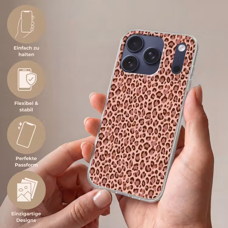 Luipaard - Patroon - Roze Telefoonhoesje iPhone 17 Pro klein 878 -sfeer3_DE