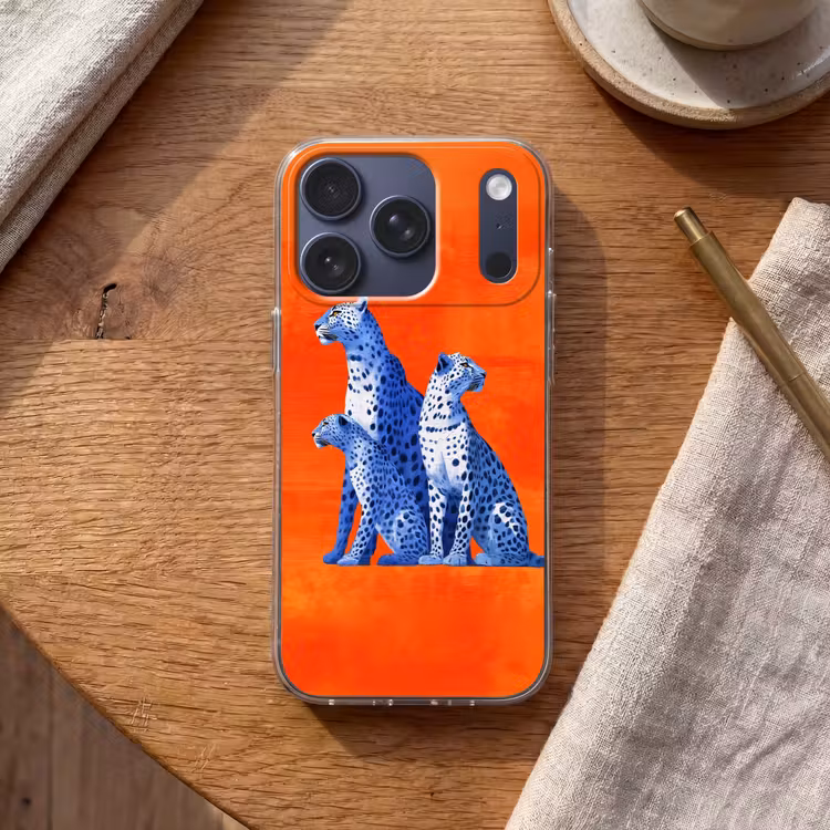 Luipaarden - Stippen - Oranje Telefoonhoesje iPhone 17 Pro klein -sfeer1