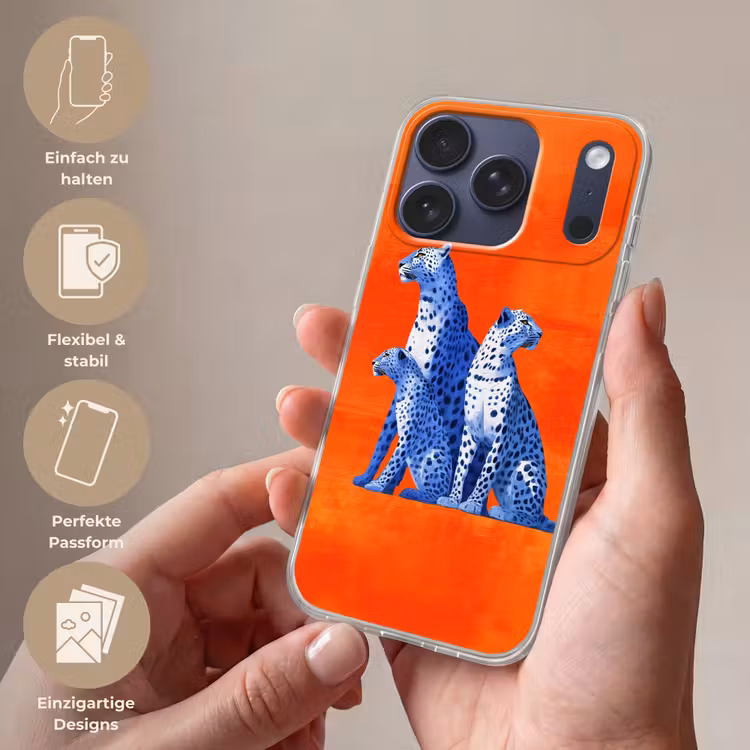Luipaarden - Stippen - Oranje Telefoonhoesje iPhone 17 Pro klein -sfeer3_DE