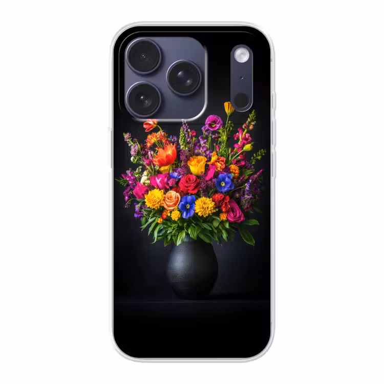Felgekleurd - Bloemen - Vaas Telefoonhoesje iPhone 17 Pro klein -3d
