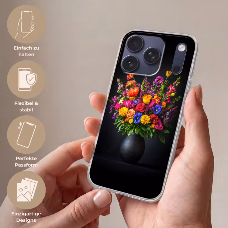 Felgekleurd - Bloemen - Vaas Telefoonhoesje iPhone 17 Pro klein -sfeer3_DE