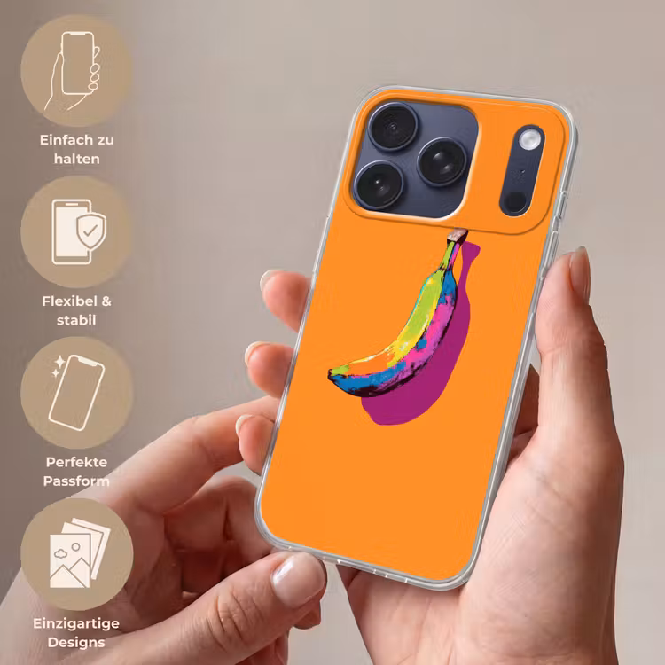 Felle kleuren - Banaan - popart Telefoonhoesje iPhone 17 Pro klein -sfeer3_DE