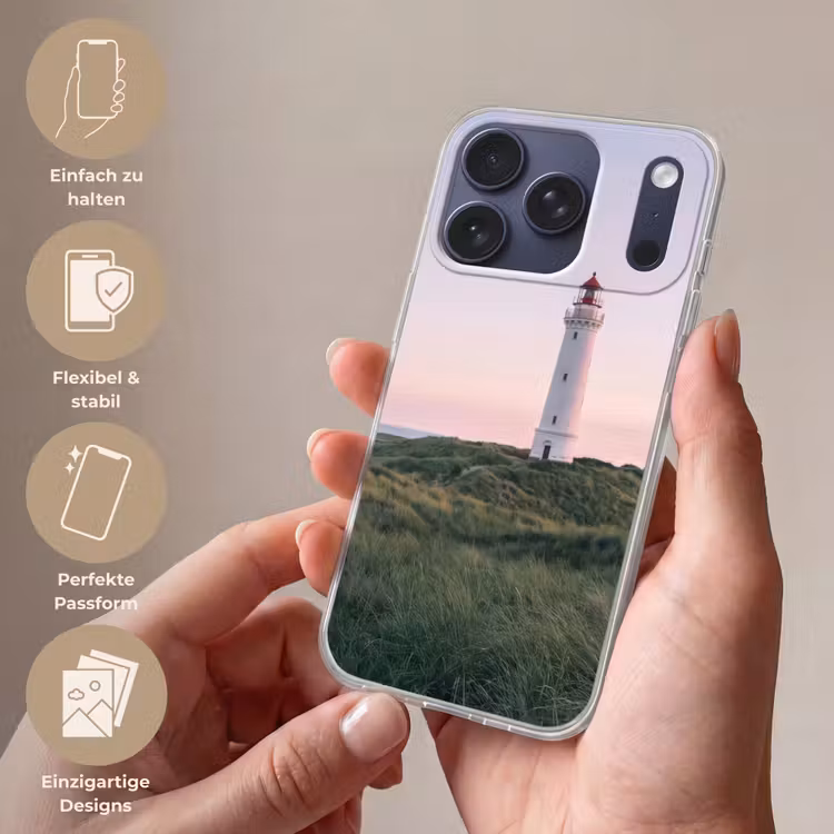 Vuurtoren - Duinlandschap - Zee Telefoonhoesje iPhone 17 Pro klein -sfeer3_DE