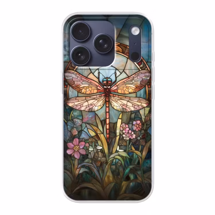 Libelle - Mozaïek - Bloemen - Kleurrijk Telefoonhoesje iPhone 17 Pro klein -3d