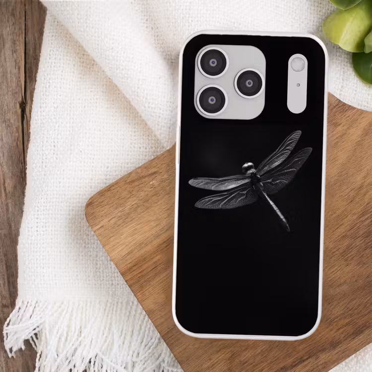 Libelle - Dieren - Zwart - Insect Telefoonhoesje iPhone 17 Pro klein -sfeer1
