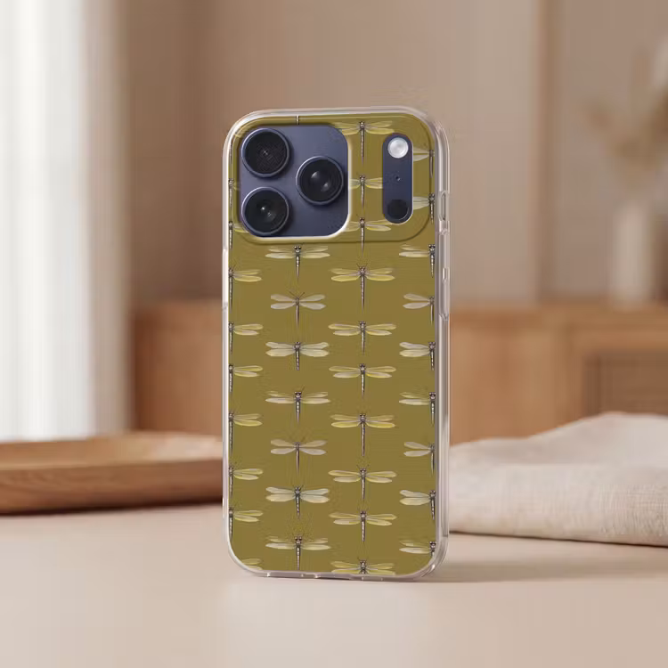 Libellen - Patroon - Groen Telefoonhoesje iPhone 17 Pro klein 878 -sfeer2