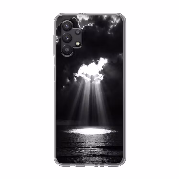 Licht - Wolken - Zee - Zwart-wit - Natuur Telefoonhoesje Samsung Galaxy A32 5G klein -3d