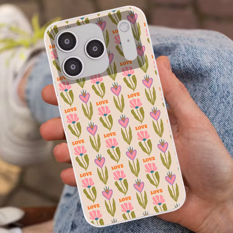 Love - Patroon - Bloemen - Hartjes Telefoonhoesje iPhone 17 Pro klein 878 -sfeer2