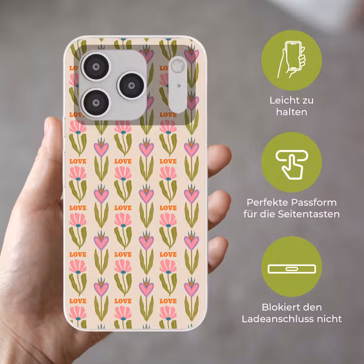 Love - Patroon - Bloemen - Hartjes Telefoonhoesje iPhone 17 Pro klein 878 -sfeer3_DE