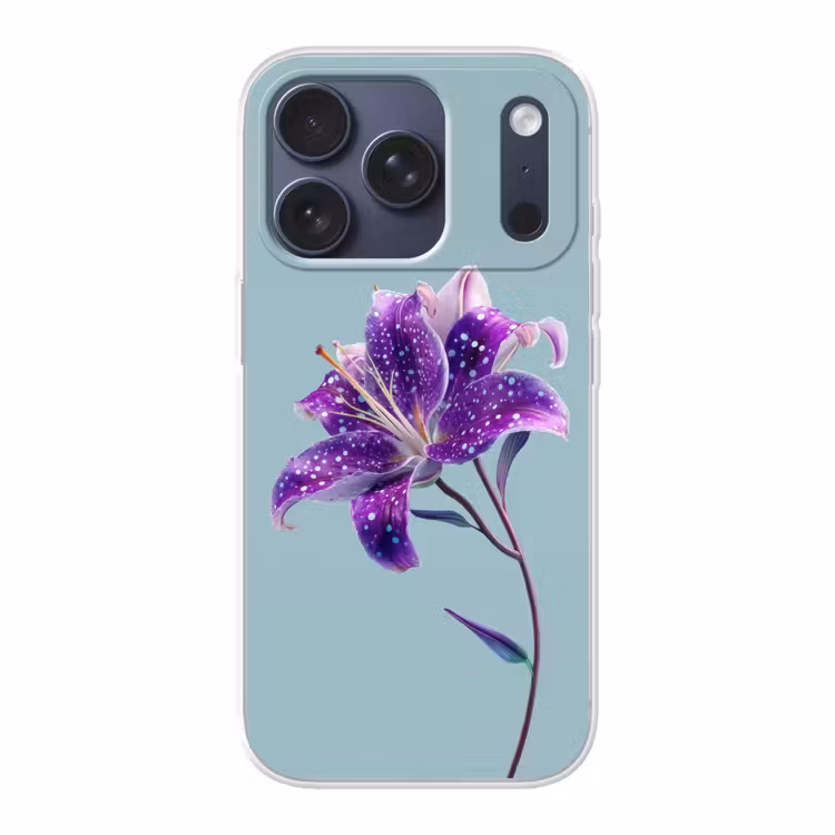 Lelie - Bloem - Paars - Stippen Telefoonhoesje iPhone 17 Pro klein -3d