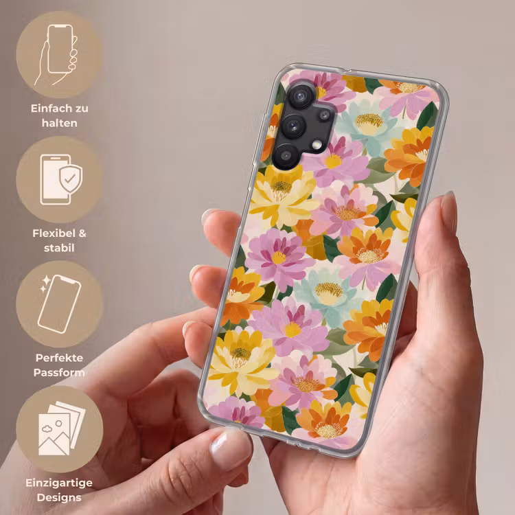 Lelies - Aquarel - Pastel Telefoonhoesje Samsung Galaxy A32 5G klein 346 -sfeer3_DE