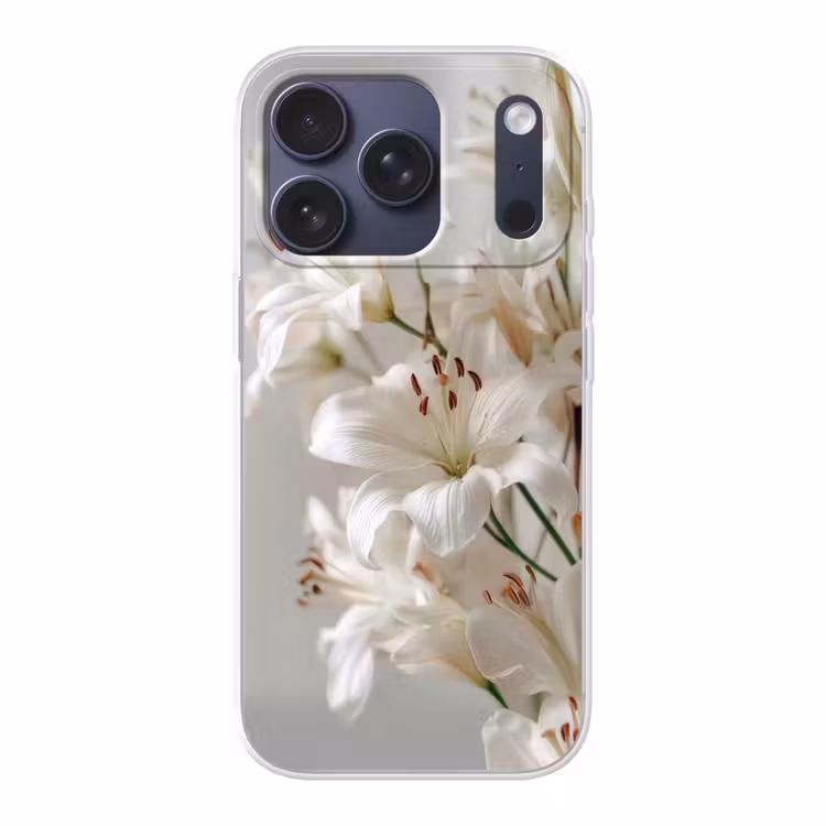 Lelies - Boekte - Wit - Meeldraden Telefoonhoesje iPhone 17 Pro klein -3d