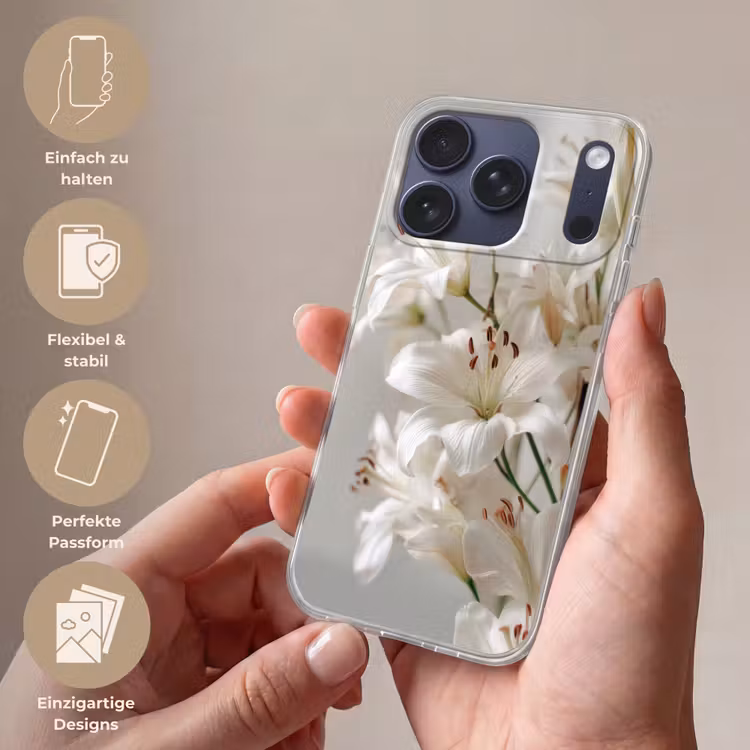 Lelies - Boekte - Wit - Meeldraden Telefoonhoesje iPhone 17 Pro klein -sfeer3_DE