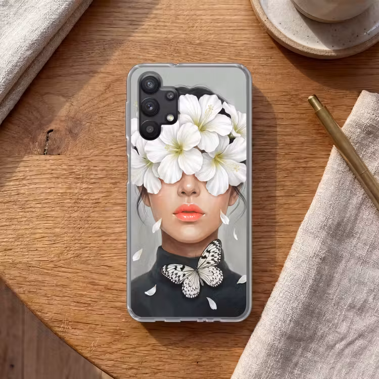 Lelies - Portret - Wit Telefoonhoesje Samsung Galaxy A32 5G klein -sfeer1