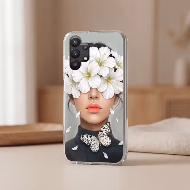 Lelies - Portret - Wit Telefoonhoesje Samsung Galaxy A32 5G klein -sfeer2