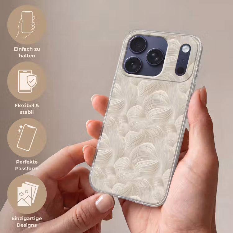 Lijnen - Waaier - Beige Telefoonhoesje iPhone 17 Pro klein 878 -sfeer3_DE