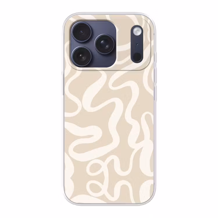 Lijnen - Abstract - Beige - Wit - Minimalistisch Telefoonhoesje iPhone 17 Pro klein -3d