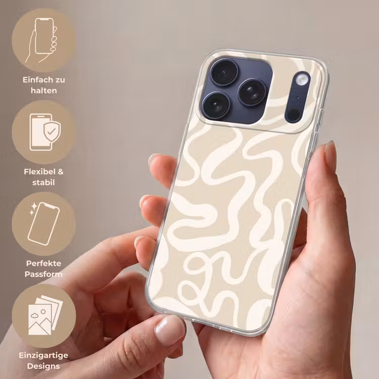 Lijnen - Abstract - Beige - Wit - Minimalistisch Telefoonhoesje iPhone 17 Pro klein -sfeer3_DE