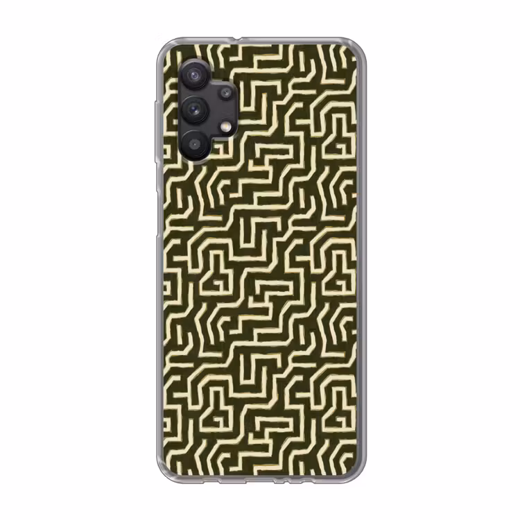 Lijnen - Abstract - Groen Telefoonhoesje Samsung Galaxy A32 5G klein 346 -3d