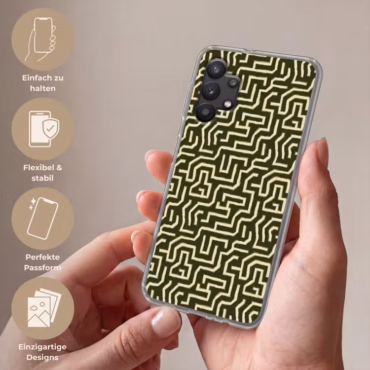 Lijnen - Abstract - Groen Telefoonhoesje Samsung Galaxy A32 5G klein 346 -sfeer3_DE