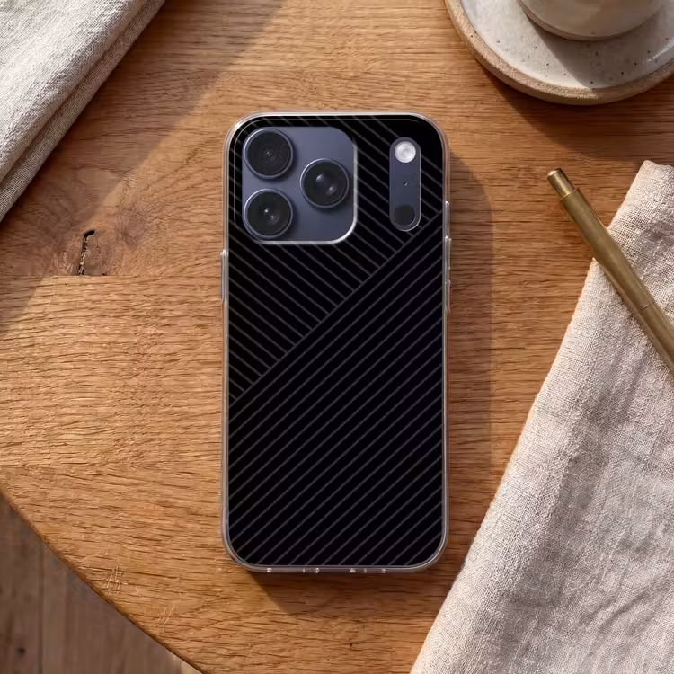 Lijnen - Abstract - Zwart - Grijs - Minimalistisch Telefoonhoesje iPhone 17 Pro klein -sfeer1