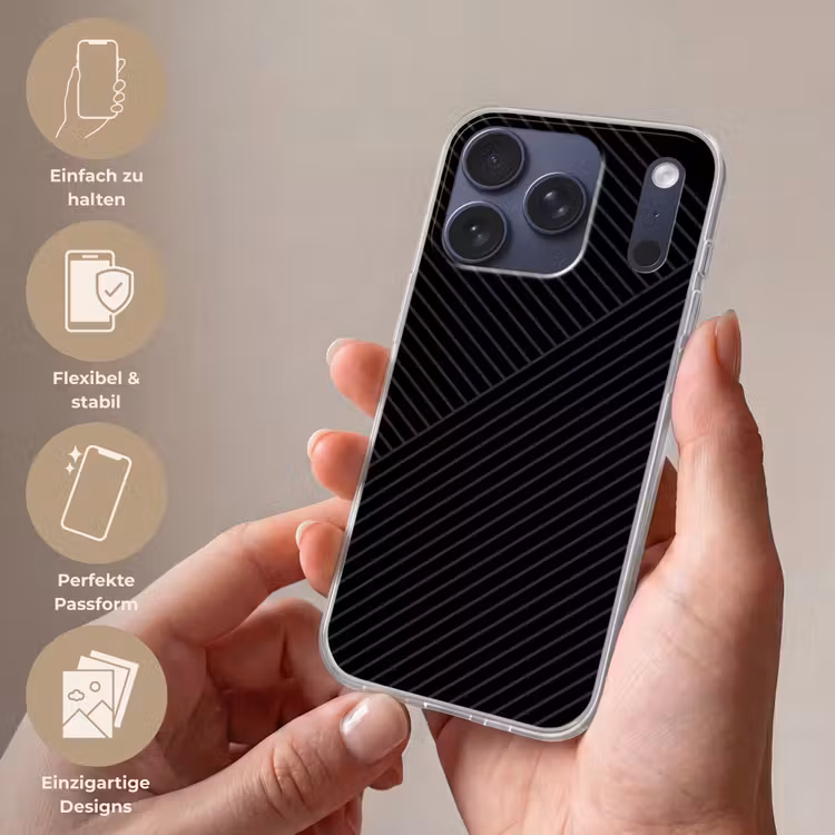 Lijnen - Abstract - Zwart - Grijs - Minimalistisch Telefoonhoesje iPhone 17 Pro klein -sfeer3_DE