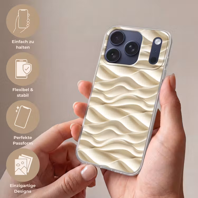 Lijnen - Golvend - Crème Telefoonhoesje iPhone 17 Pro klein 878 -sfeer3_DE