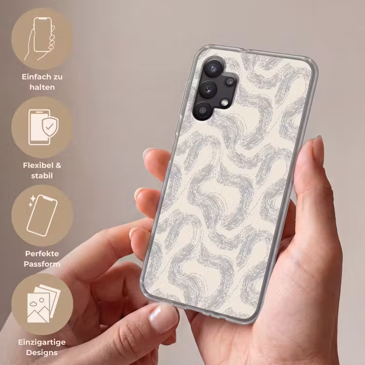 Lijnen - Patroon - Beige - Minimalistisch Telefoonhoesje Samsung Galaxy A32 5G klein 346 -sfeer3_DE