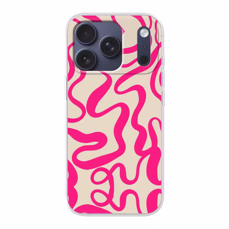 Lijnen - Roze - Beige - Abstract - Minimalistisch Telefoonhoesje iPhone 17 Pro klein -3d