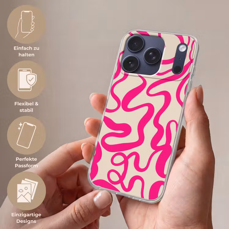 Lijnen - Roze - Beige - Abstract - Minimalistisch Telefoonhoesje iPhone 17 Pro klein -sfeer3_DE