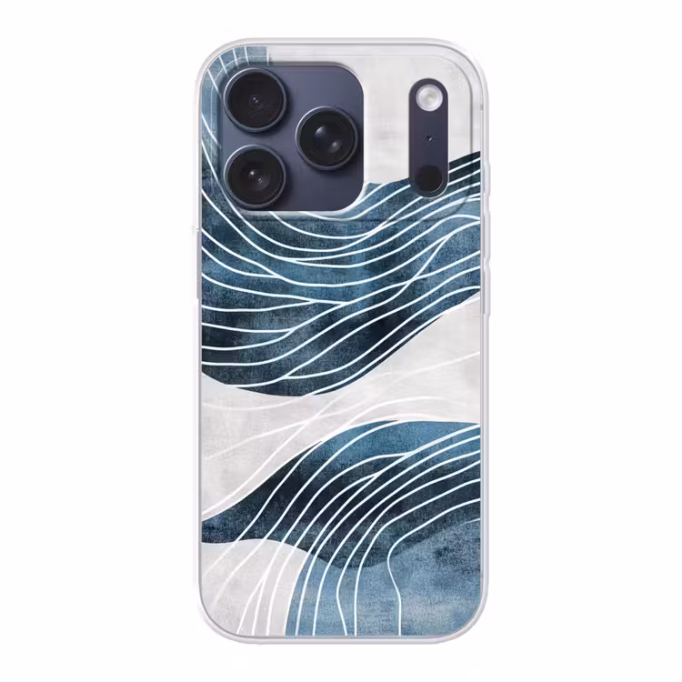 Lijnen - Golven - Abstract - Blauw Telefoonhoesje iPhone 17 Pro klein -3d