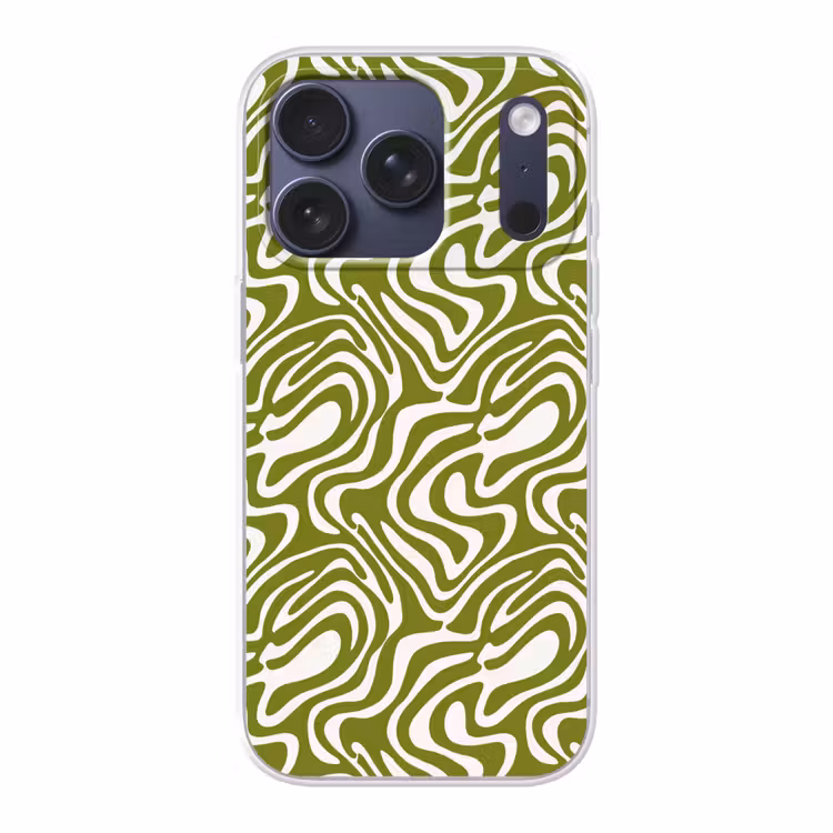 Lijnpatroon - Groen - Organisch Telefoonhoesje iPhone 17 Pro klein 878 -3d
