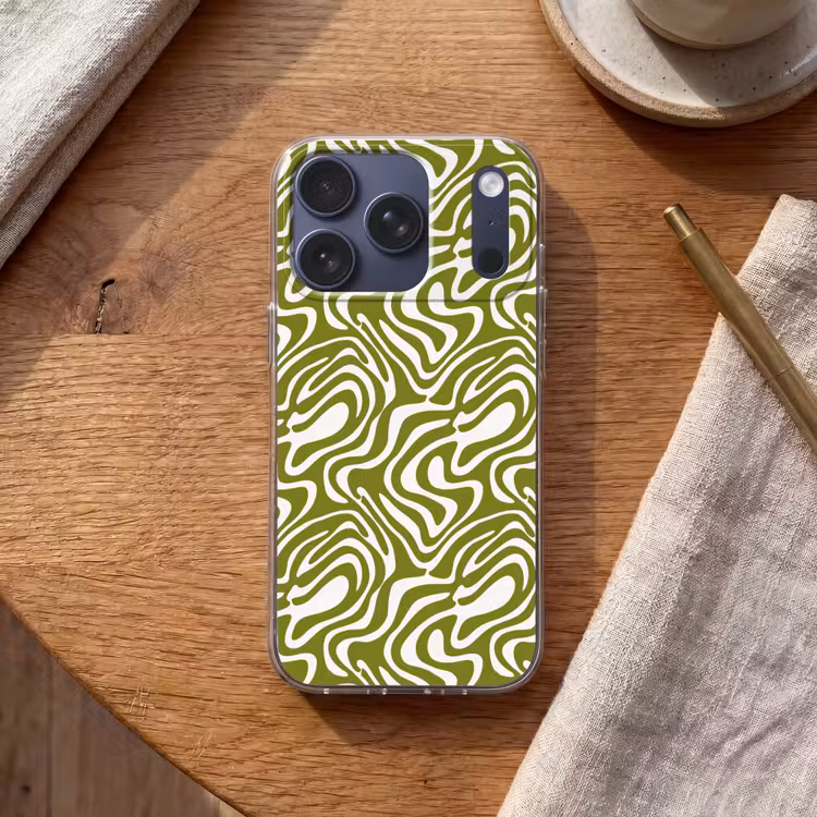 Lijnpatroon - Groen - Organisch Telefoonhoesje iPhone 17 Pro klein 878 -sfeer1