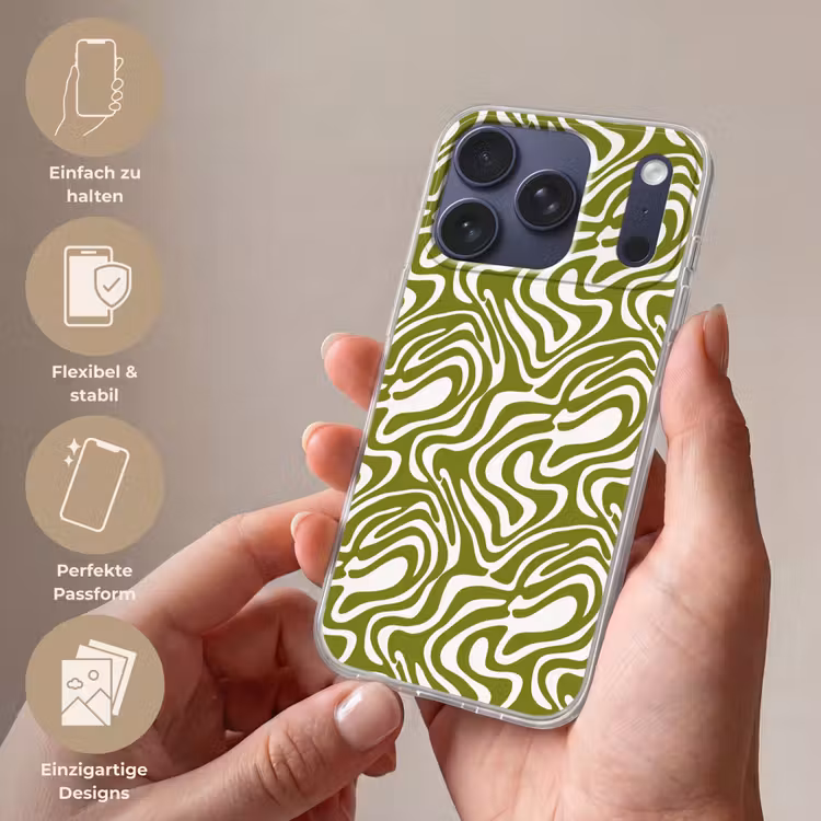 Lijnpatroon - Groen - Organisch Telefoonhoesje iPhone 17 Pro klein 878 -sfeer3_DE