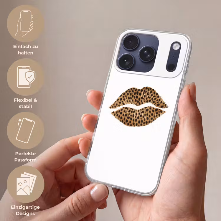 Lip - Panterprint - Minimalistisch - Wit Telefoonhoesje iPhone 17 Pro klein -sfeer3_DE