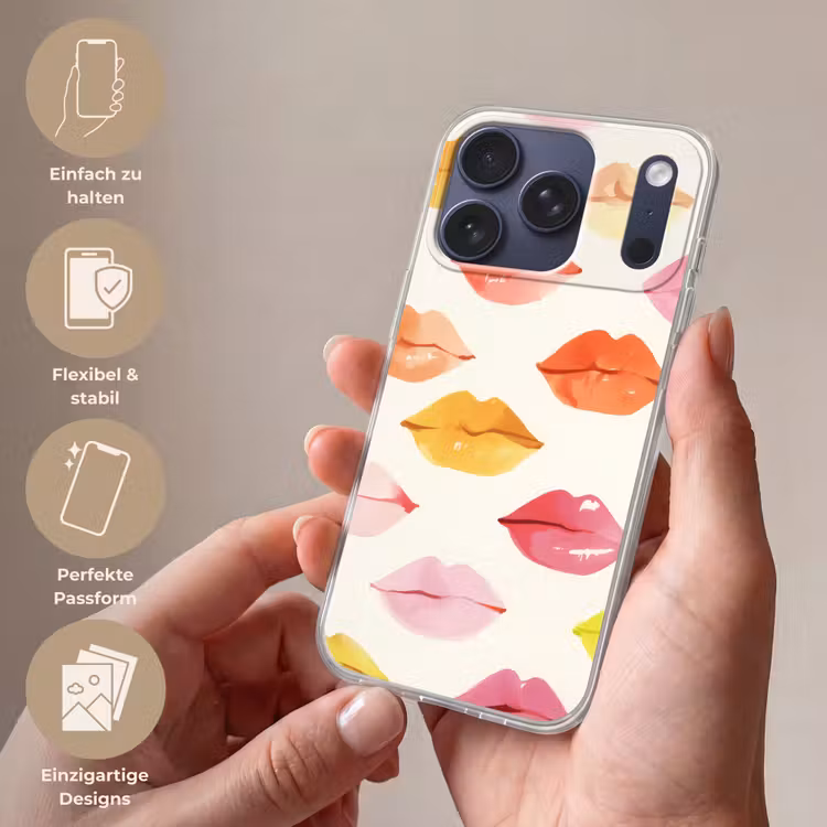 Lippen - Kleurrijk - Glanzend Telefoonhoesje iPhone 17 Pro klein -sfeer3_DE