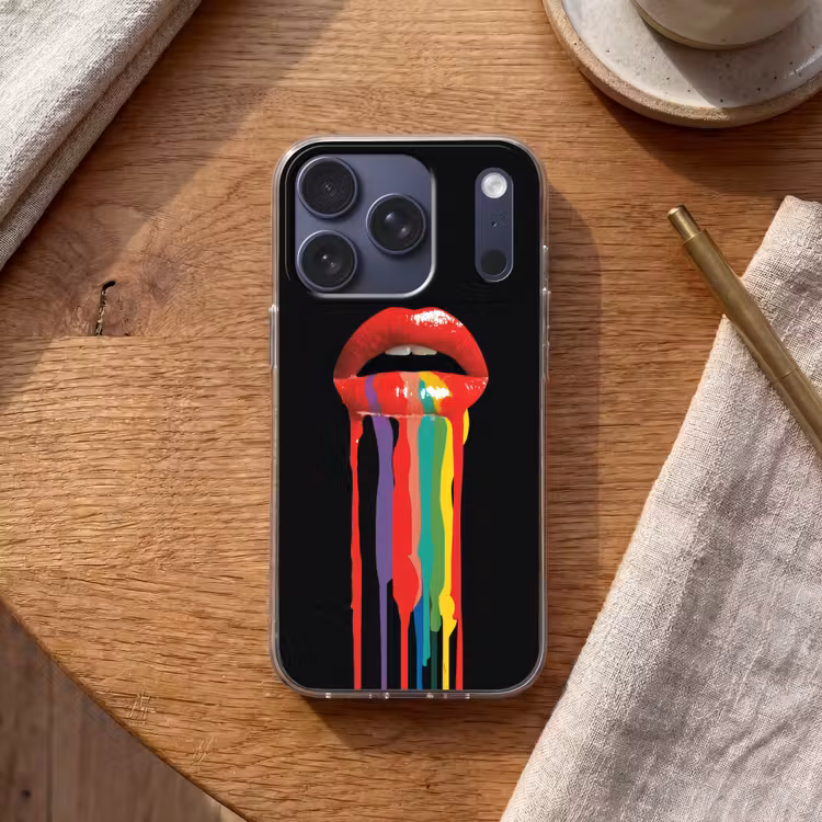 Lippen - Kleuren - Zwart Telefoonhoesje iPhone 17 Pro klein -sfeer1