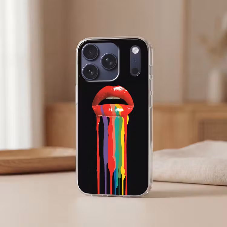 Lippen - Kleuren - Zwart Telefoonhoesje iPhone 17 Pro klein -sfeer2