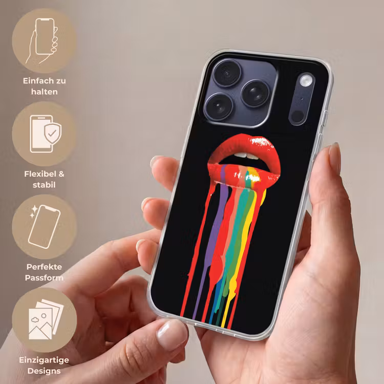 Lippen - Kleuren - Zwart Telefoonhoesje iPhone 17 Pro klein -sfeer3_DE