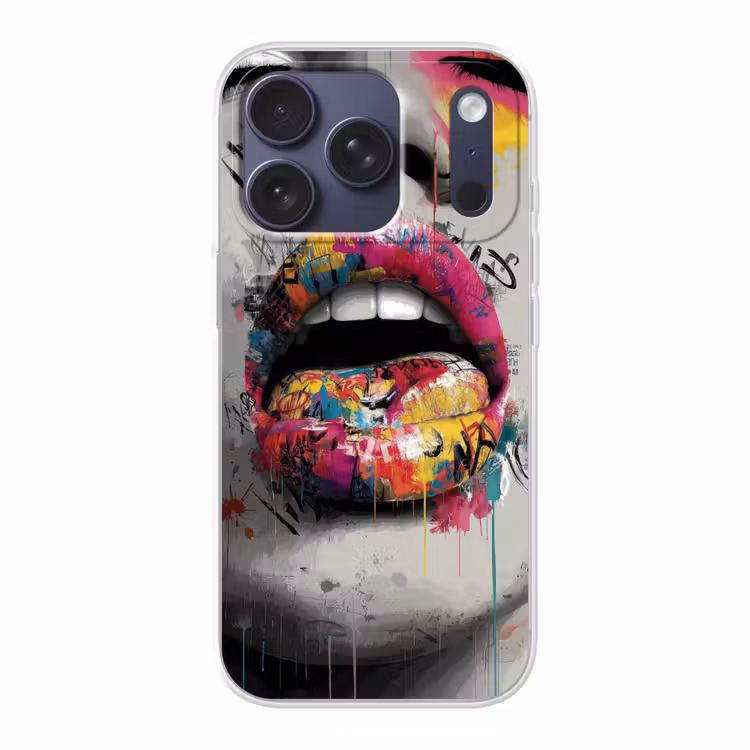 Lippen - Graffiti - Expressief Telefoonhoesje iPhone 17 Pro klein -3d