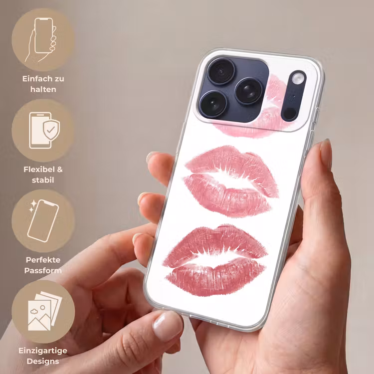 Lippen - Kusafdruk - Roze - Modern - Abstract Telefoonhoesje iPhone 17 Pro klein -sfeer3_DE