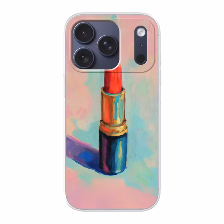 Lippenstift - Rood - Penseelstreken Telefoonhoesje iPhone 17 Pro klein -3d