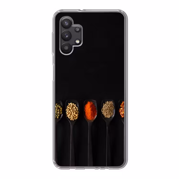 Lepels - Specerijen - Zwart - Kruiden - Rustiek Telefoonhoesje Samsung Galaxy A32 5G klein -3d