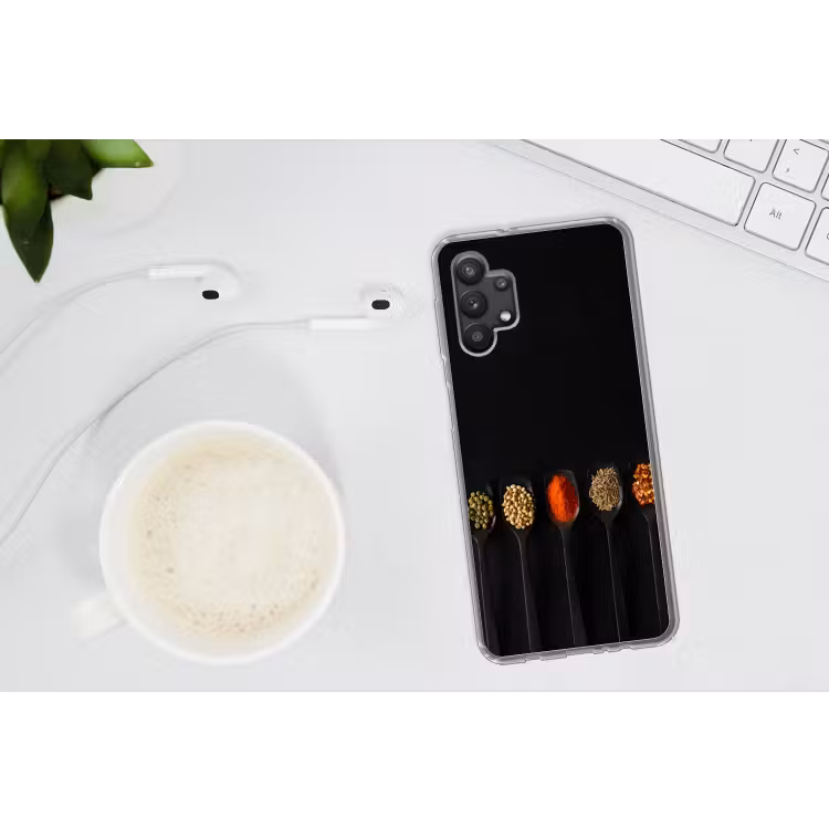 Lepels - Specerijen - Zwart - Kruiden - Rustiek Telefoonhoesje Samsung Galaxy A32 5G klein -oordopA32_5G